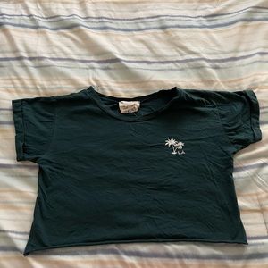 Cropped greenish color shirt